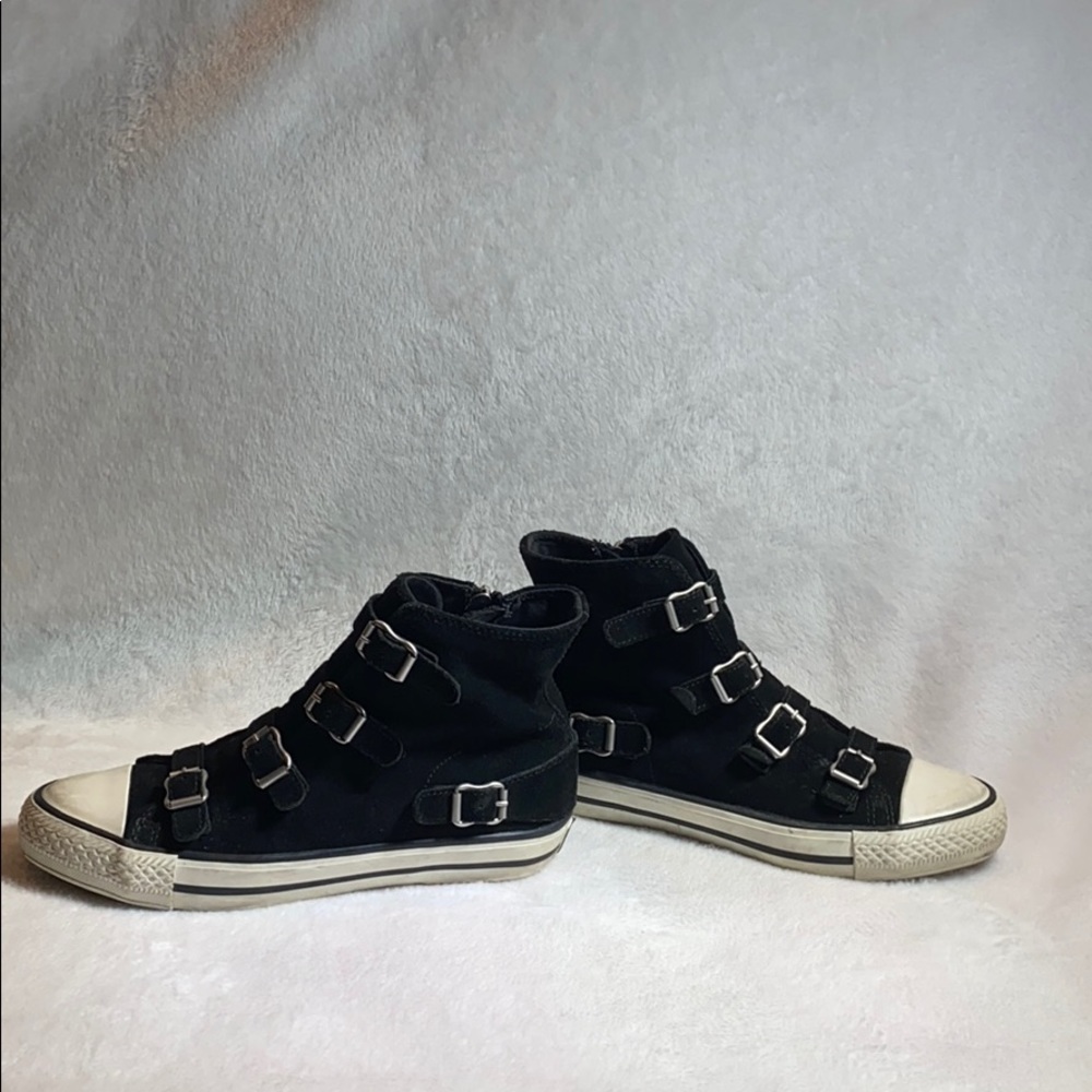 Ash black suede high top buckle sneakers